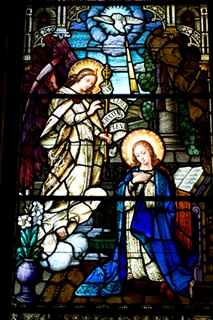 Annunciation as depicted in stained glass window