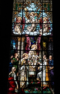 St. Cecilia: Patroness of Musicians as depicted in a Chapel window