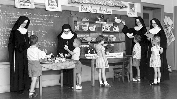 Sisters teaching children