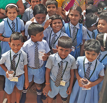 India Kids Drinking Water