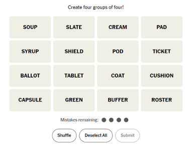 Create 4 groups of 4 challenge