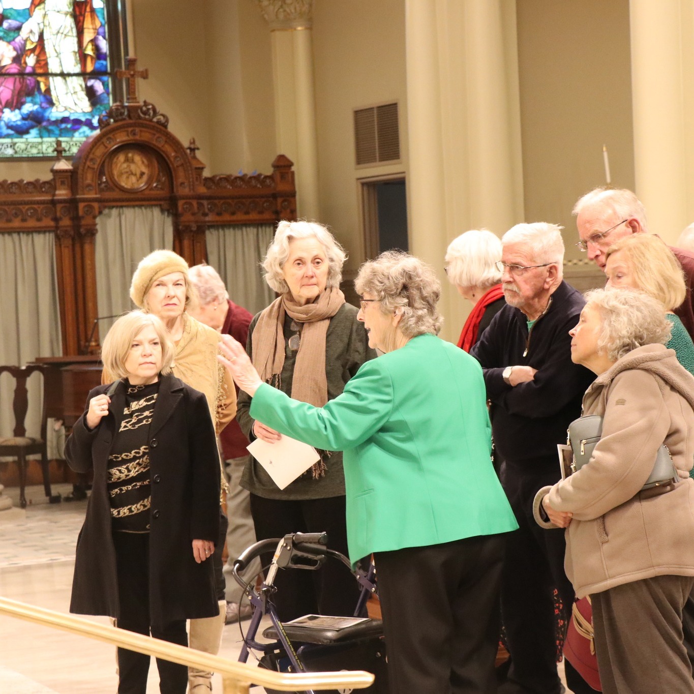 Sister Joan Brede leads a tour of St. Joseph Chapel