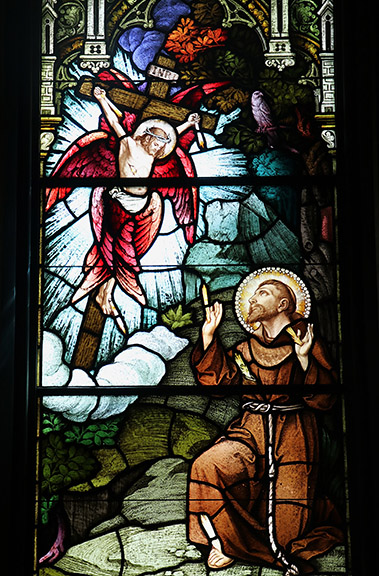 Stained glass window in St. Joseph Chapel